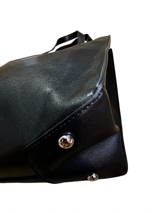 Walasa Black Professional Tote Split Leather Structured Satchel Top Handle Bag - Picture 12 of 16